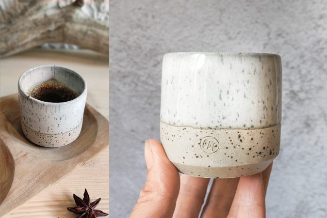 Tasse à expresso en céramique artisanale et moderne faite à la main