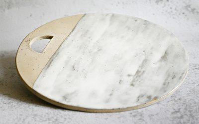 Plateau de fromage ou planche à apéro, en grès artisanal, céramiste Lyon